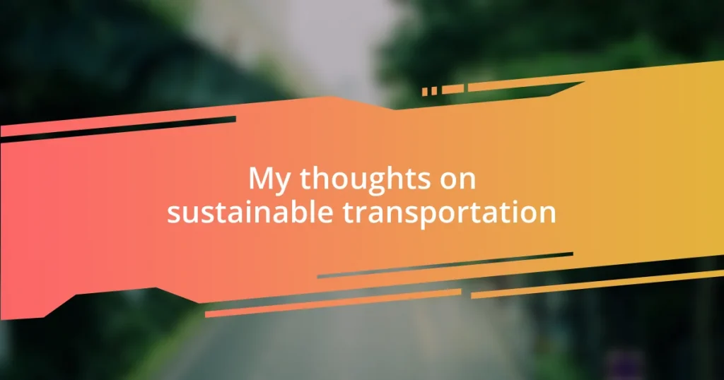 My thoughts on sustainable transportation