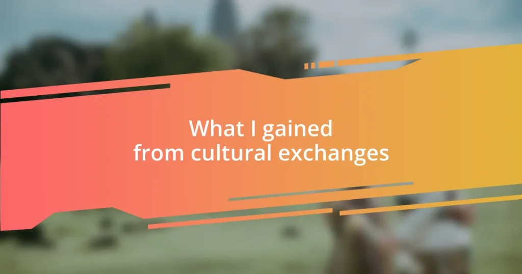 What I gained from cultural exchanges